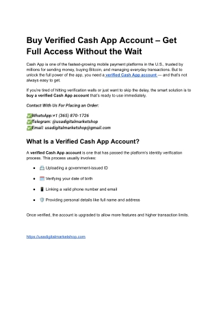 Buy Verified Cash App Account – Get Full Access Without the Wait
