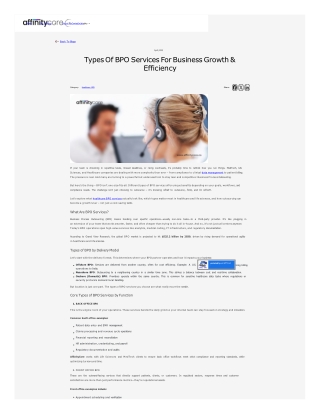 Types of BPO Services