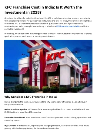 KFC Franchise Cost