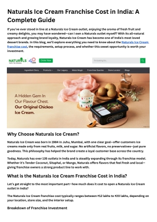 Naturals Ice Cream Franchise Cost