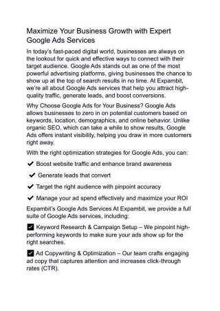 maximize your business growth with expert google
