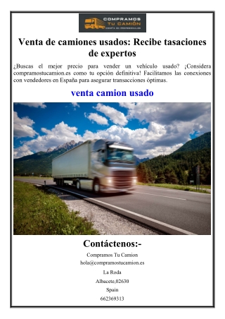 Venta de camiones usados: Recibe tasaciones de expertos