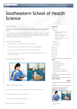 Southeastern School of Health Science_ CNA Classes and Certification in Tallahassee
