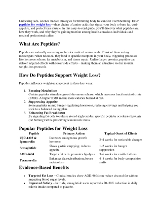Peptides for Weight Loss: