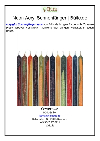 Neon Acryl Sonnenfänger | Bütic.de