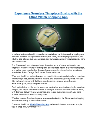 experience seamless timepiece buying with