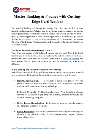 master banking finance with cutting edge