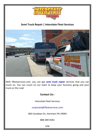 Semi Truck Repair  Interstate Fleet Services