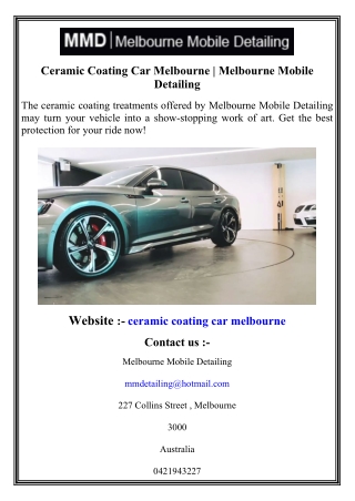 Ceramic Coating Car Melbourne   Melbourne Mobile Detailing