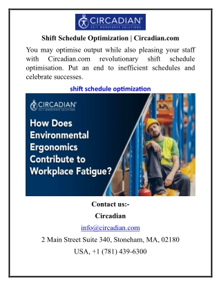 shift schedule optimization circadian com