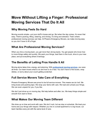move without lifting a finger professional moving