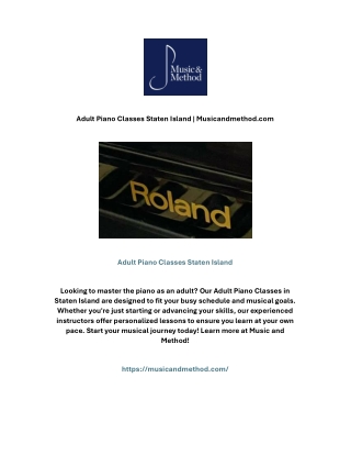Adult Piano Classes Staten Island | Musicandmethod.com