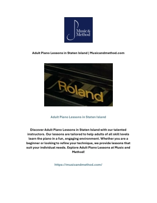Adult Piano Lessons in Staten Island | Musicandmethod.com