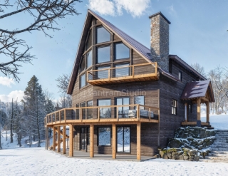 Embracing Winter Elegance: 3D Architectural Visualization of a Cozy Wooden Retreat in Amsterdam