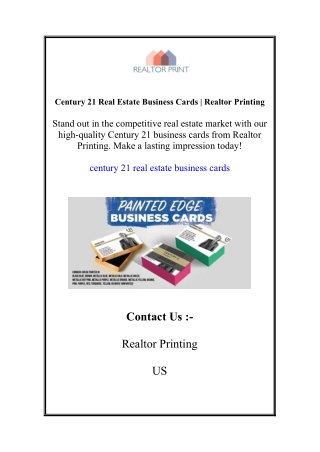 Century 21 Real Estate Business Cards | Realtor Printing