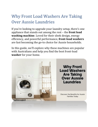 Why Front Load Washers Are Taking Over Aussie Laundries