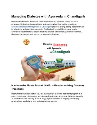 Managing Diabetes with Ayurveda in Chandigarh