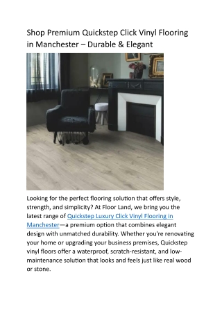 Shop Premium Quickstep Click Vinyl Flooring in Manchester