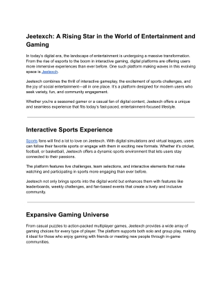 Jeetexch: A Rising Star in the World of Entertainment and Gaming