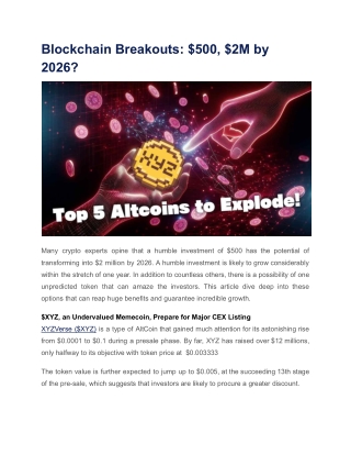 Blockchain Breakouts_ $500, $2M by 2026_