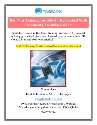 Best Vlsi Training Institute In Hyderabad With Placement | Takshila-vlsi.com