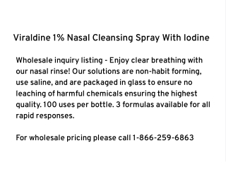 Viraldine 1% Nasal Cleansing Spray With Iodine