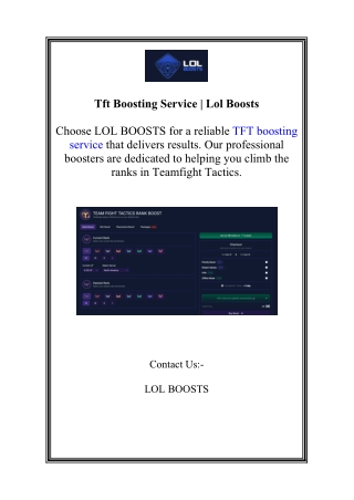 tft boosting service lol boosts