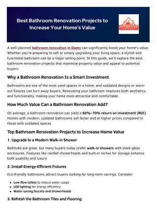 Best Bathroom Renovation Projects to Increase Your Home’s Value