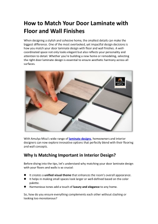 How to Match Your Door Laminate with Floor and Wall Finishes