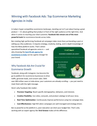 Winning with Facebook Ads  Top Ecommerce Marketing Agencies in India