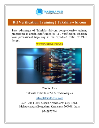 Rtl Verification Training | Takshila-vlsi.com