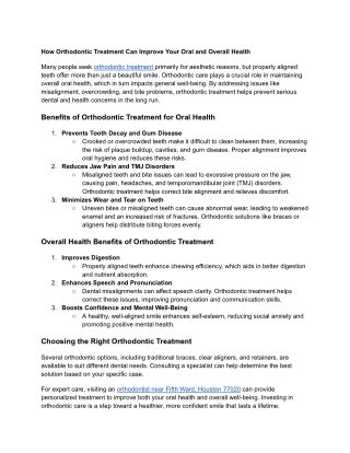 How Orthodontic Treatment Can Improve Your Oral and Overall Health