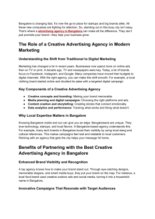 Best Creative Advertising Agency in Bangalore