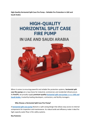 High-Quality Horizontal Split Case Fire Pump