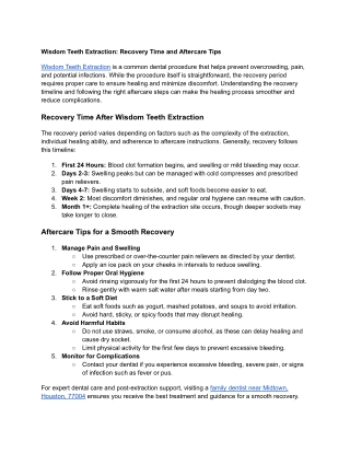 Wisdom Teeth Extraction_ Recovery Time and Aftercare Tips