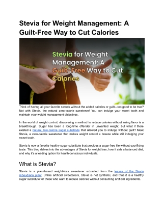 stevia for weight management a guilt free