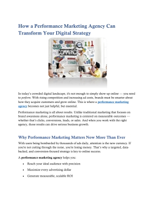 How a Performance Marketing Agency Can Transform Your Digital Strategy