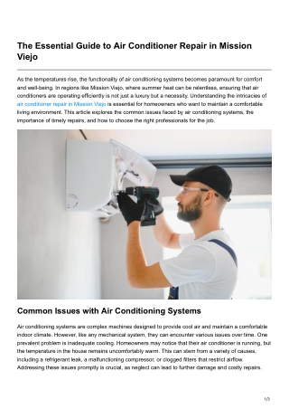 The Essential Guide to Air Conditioner Repair in Mission Viejo