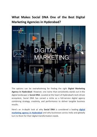 What Makes Social DNA One of the Best Digital Marketing Agencies in Hyderabad?