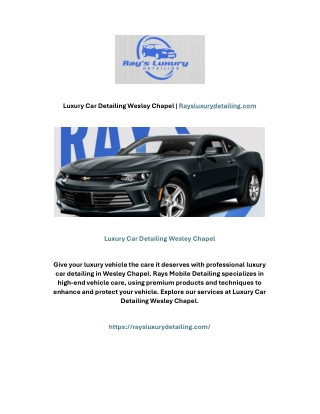 Luxury Car Detailing Wesley Chapel | Raysluxurydetailing.com