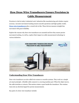 How Draw Wire Transducers Ensure Precision in Cable Measurement