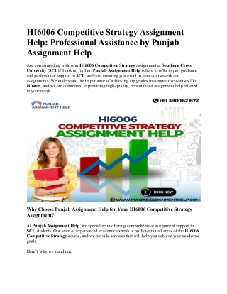 HI6006 Competitive Strategy Assignment Help. Professional Assistance