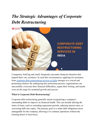 The Strategic Advantages of Corporate Debt Restructuring