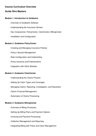 course curriculum overview