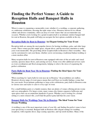 Guide to Reception Halls and Banquet Halls in Houston