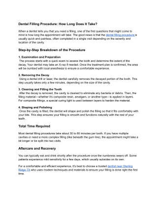 Dental Filling Procedure_ How Long Does It Take