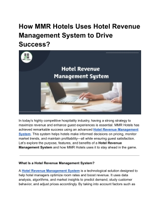 Hotel Revenue Management System