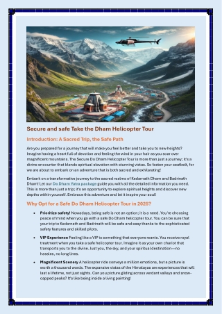 Secure and safe Take the Dham Helicopter Tour