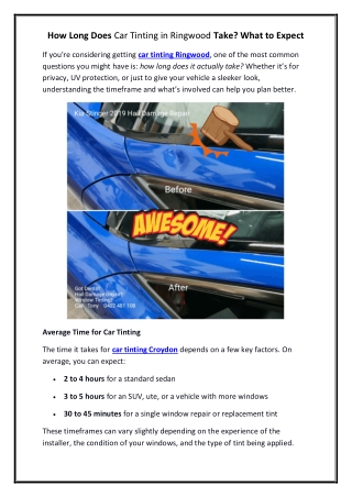 How Long Does Car Tinting in Ringwood Take What to Expect