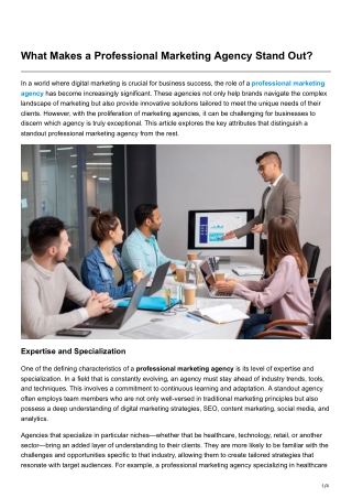 What Makes a Professional Marketing Agency Stand Out